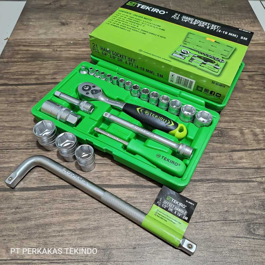 Kunci Shock Sock 24 Pcs Toolkit Tekiro 1 Set Lengkap + Gagang Sok L 1/2 Inch Handle Sok + Mata Sok T