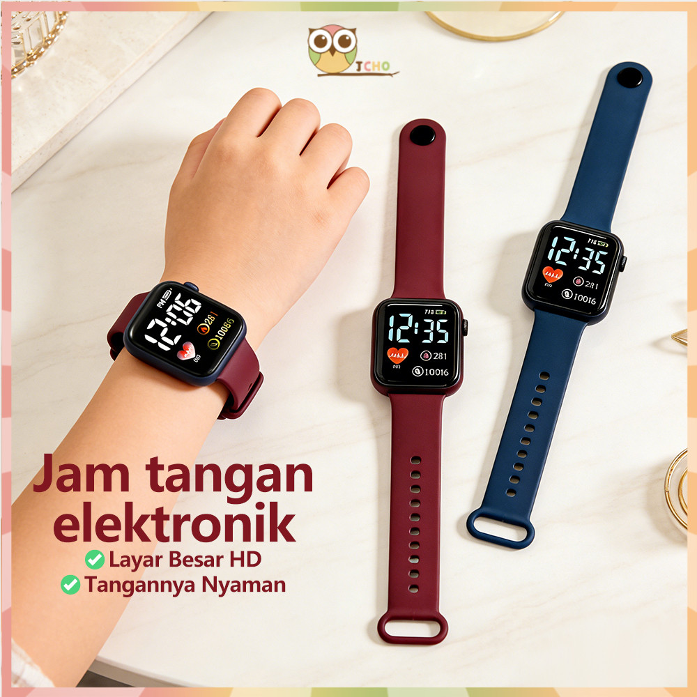 JCHO Jam Tangan LED Digital Jam Tangan Karet LED Cocok Untuk Ujian Jam Tangan Anak Cowok Cewek Digit