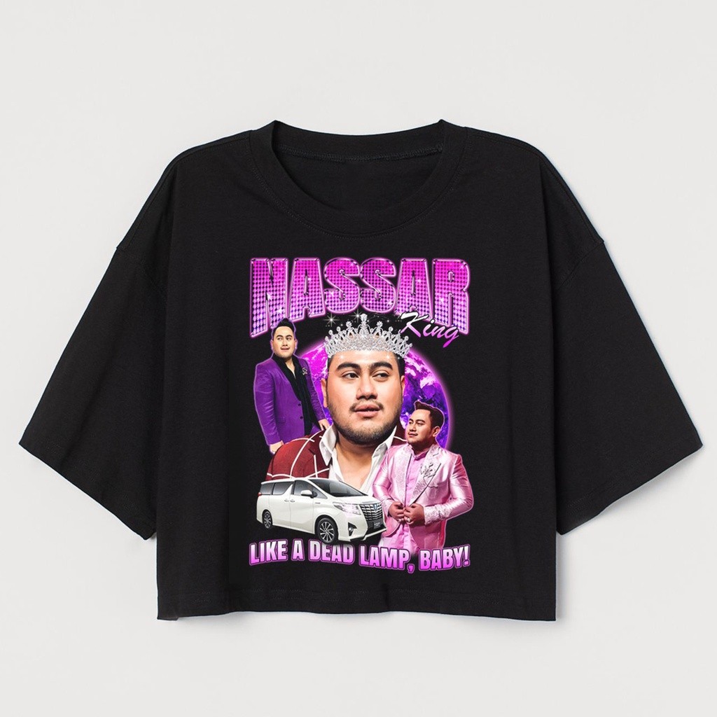 CROP TEE KING NASSAR COLLECTION | KAOS BAJU CROP TOP OVERSIZE OPPA KIYOWO DANGDUT HITAM WANITA