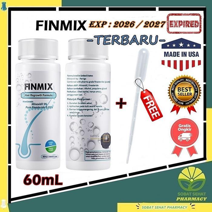 FINMIX Minoxidil 5% Finas 0.05% penumbuh rambut original USA 60mL Bersegel Resmi Free Pipet Termasuk