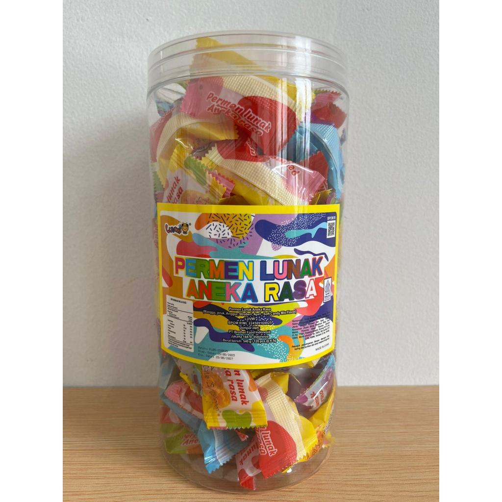 Permen Lunak Rasa Buah Anggur Stroberi Apel Jeruk Luvmi 120 pcs