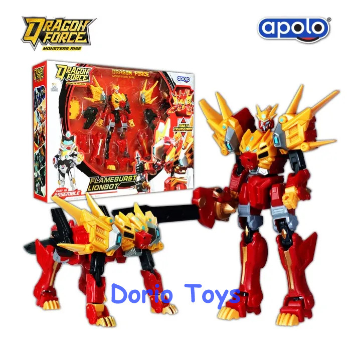 Mainan Robot Transform Dragon Force Flameburst Lionbot Multi Bentuk Singa & Warrior