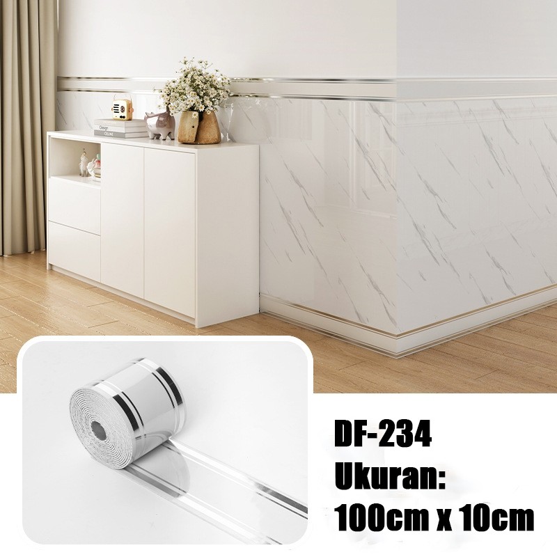 WD List Sticker Dinding Lis Wallpaper Foam 100cm x 10cm PVC Stiker Lis Plint Lantai Skirting Bawah T