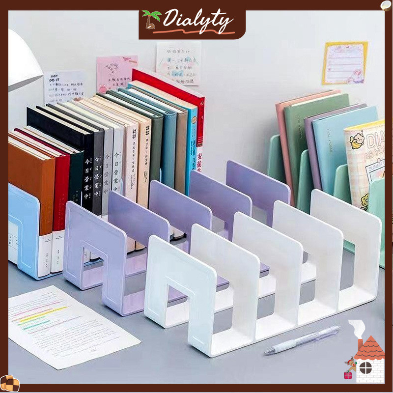 Rak Buku Meja 4 Lapisan / Aesthetic Pembatas Buku Minimalis / Sekat Buku Plastik Desktop Meja Penyan