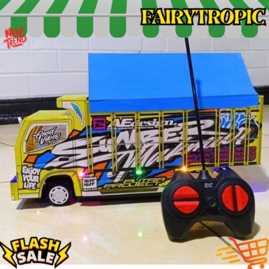 PROMO MURAH MINIATUR TRUK OLENG KAYU FULL LAMPU KELIP MURAH GROSIR MAINAN miniatur truk oleng miniat