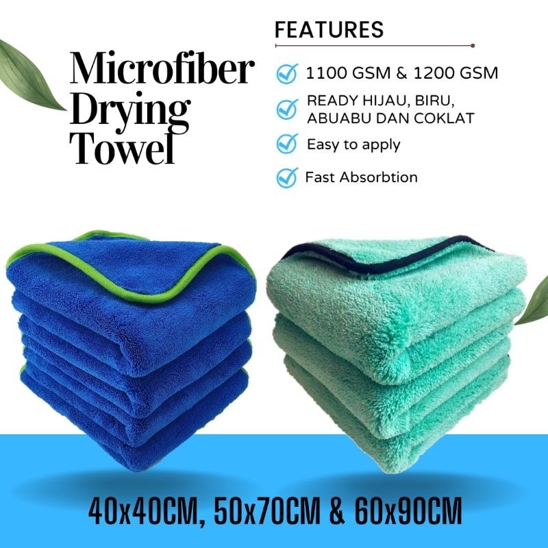 Microfiber Drying Towel | Lap Microfiber Tebal Jumbo Large | Lap Microfiber Mobil 1200 GSM