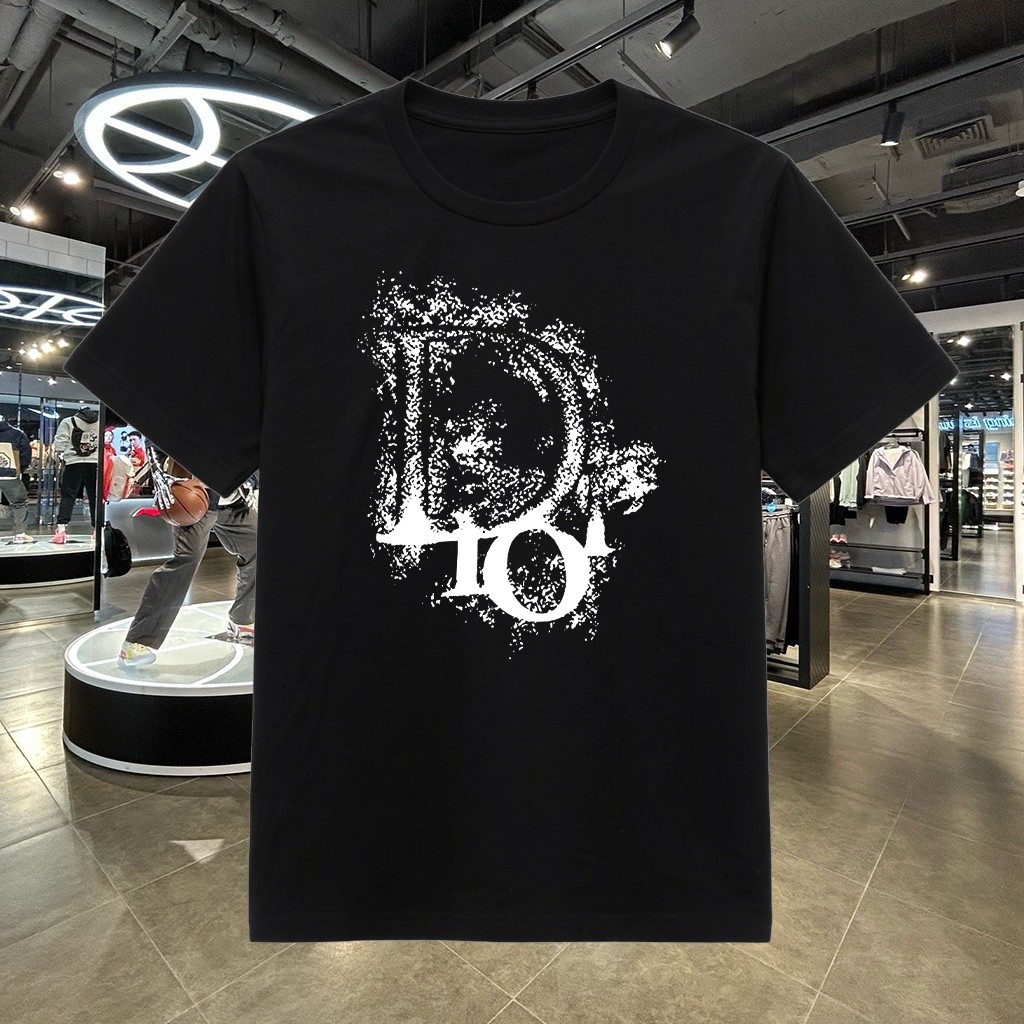 Kaos Dior Logo Grunge Pria Wanita Baju Atasan Unisex Streetwear Distro Premium Hitam Adem