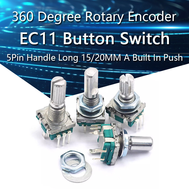 1-10PCS 20 Position 360 Degree Rotary Encoder EC11 w Push Button 5Pin Handle Long 15/20MM With A Bui