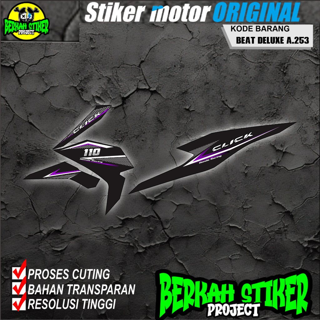 (COD) STIKER STRIPING ORIGINAL MOTOR HONDA BEAT DELUXE 2021-2023  HOLOGRAM DAN TRANSPARAN KODE A.253