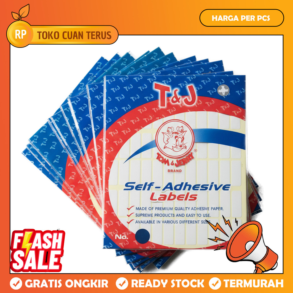 T & J No 123 Label Undangan Stiker Nama Tj Tom Jerry Isi 10 Lembar Alat Perlengkapan Peralatan Stati