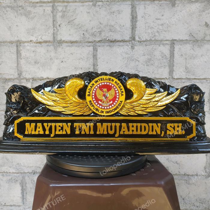 papan nama meja kantor ukir motif bali