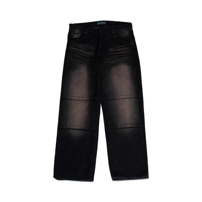 Pluviophile - Celana Baggy Jeans Wide Leg Biothink Retro Strip - Biothink Strip, S / 28