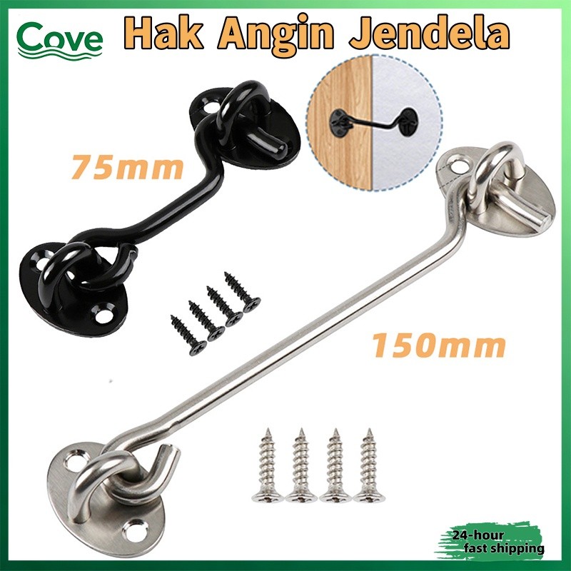 Hak Angin Pengait Penahan Jendela Window Hook 3/6 Inch Material Stainless Steel Desain Bulat Kotak W