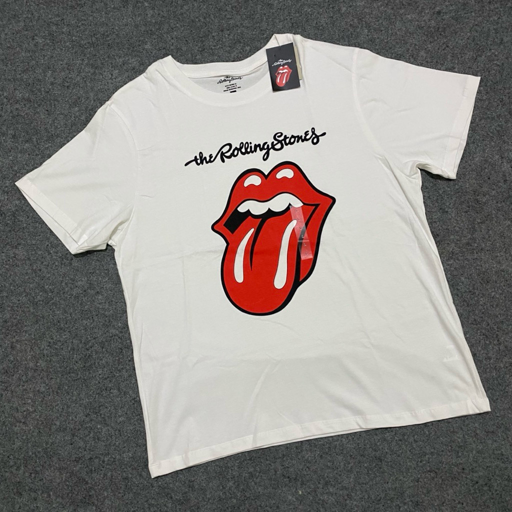 (COD) The Rolling Stones Logo Original Kaos Band Putih