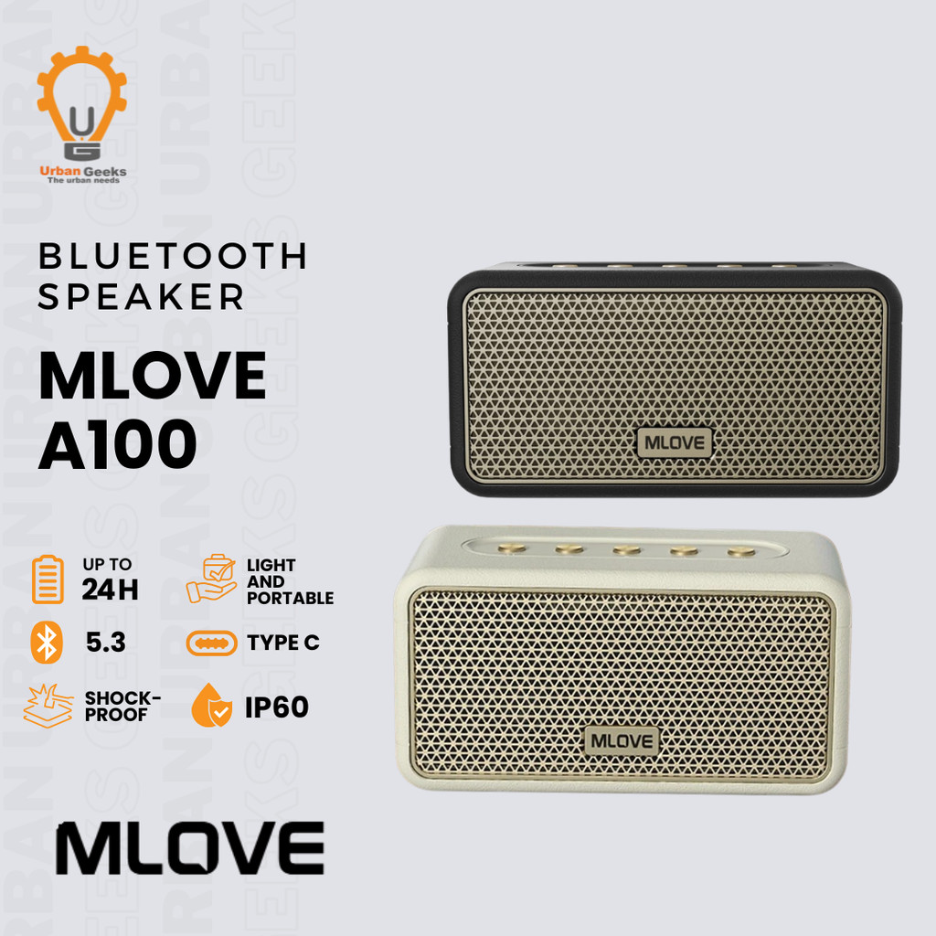 MIFA MLOVE A100 Portable Bluetooth Speaker BT 5.3, 24 Jam Playtime, Rich Bass & IPX5 Waterproof