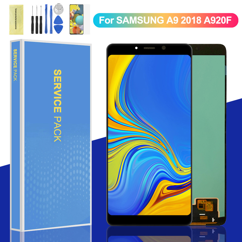 6.3'' For AMOLED splay For Samsung A9 2018 A920 A920F LCD splay Touch Screen gitizer Assembly Replac