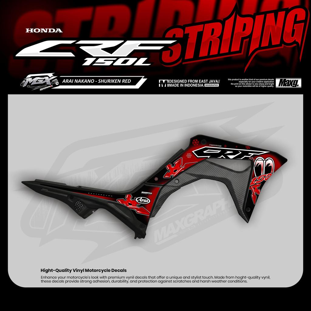 Striping CRF 150L Motif Arai Nakano Shuriken Star Sticker list Supermoto Herex Surex Glossy Motor