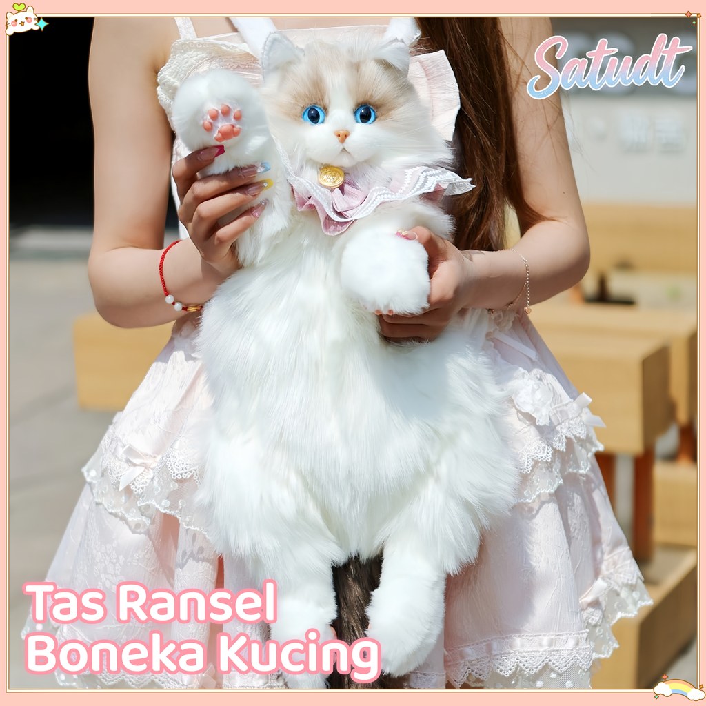 [COD]Tas Ransel Boneka Kucing Lucu/Tas Import Korea Style/Plush Tas Ransel Wanita/Tas Boneka Kucing 