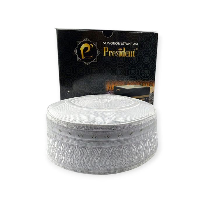 Peci Haji Putih President Songkok Haji Putih Motif Al Ridwan - 8 cm, 5