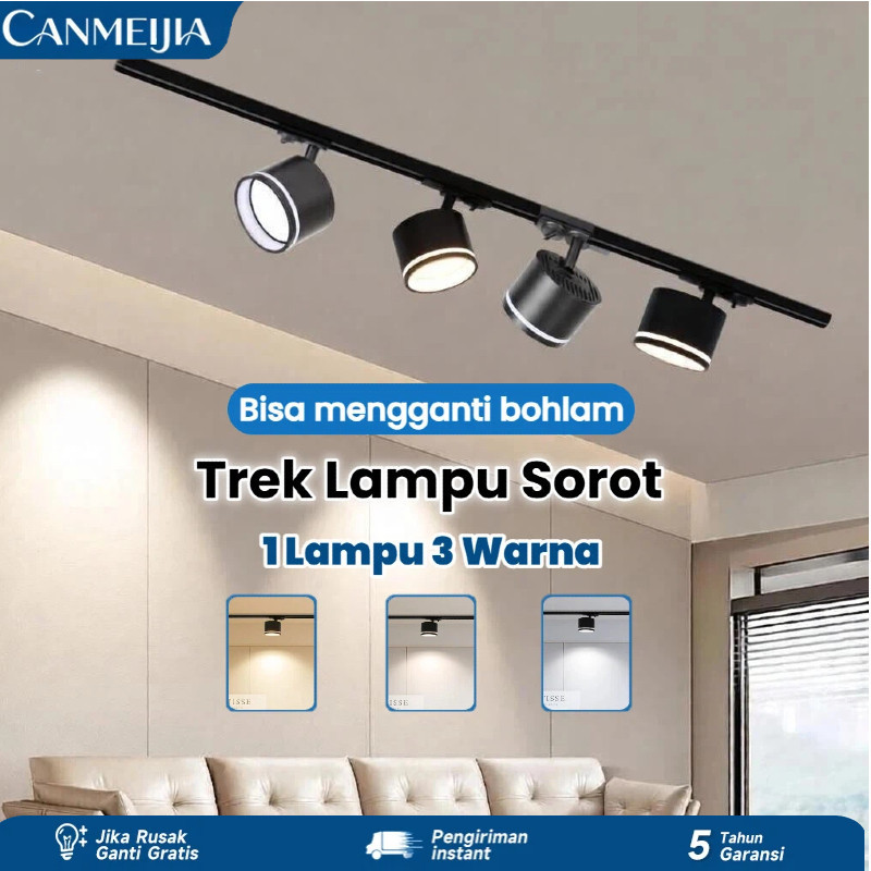 LED Trek Lampu Sorot Rell Spotlight Tracklight Paket 3/4 Lampu Cahaya Kuning Putih