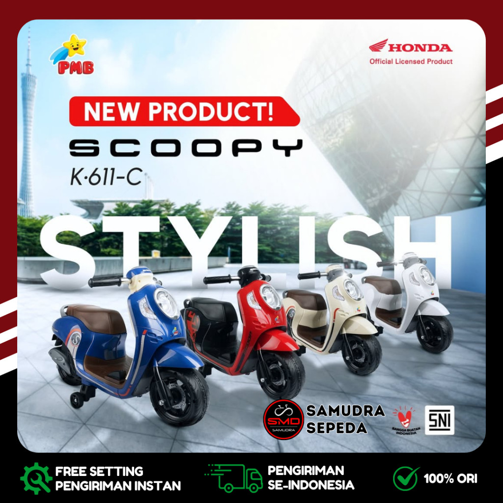 Motor Aki Mainan Anak Cas Listrik PMB K611C // K611 Scoopy Mini 6v Murah BDG
