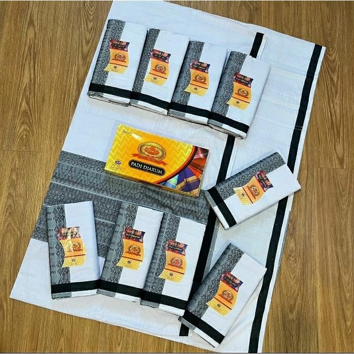 Sarung Padi Djarum Putih Strimin Hitam | Sarung Pria Dewasa Motif Klasik