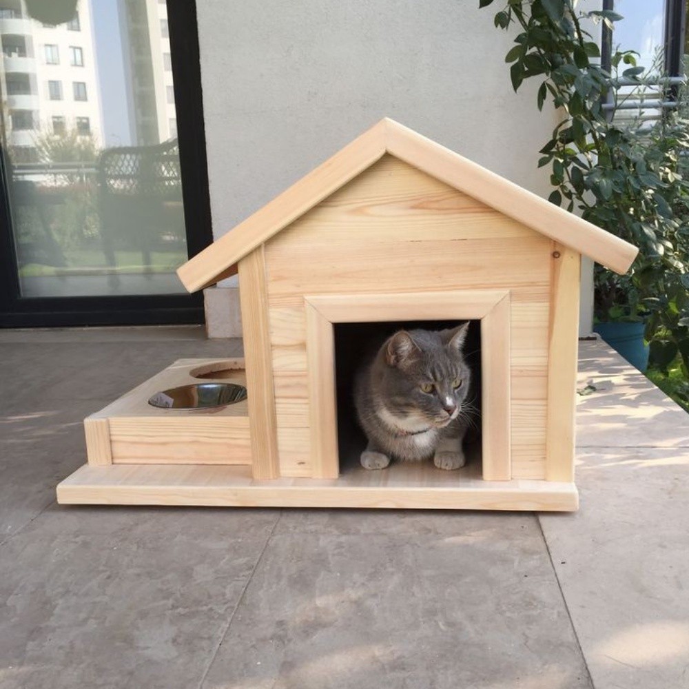 Kandang Kucing Kayu | Rumah Kucing Kayu | Include Tempat Makan Kucing