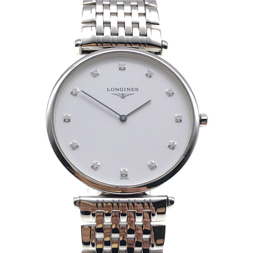 Jam tangan pria Longines L4.209.4.11.6 Mekanisme kuarsa putih Tampilan besar Garansi Hadiah