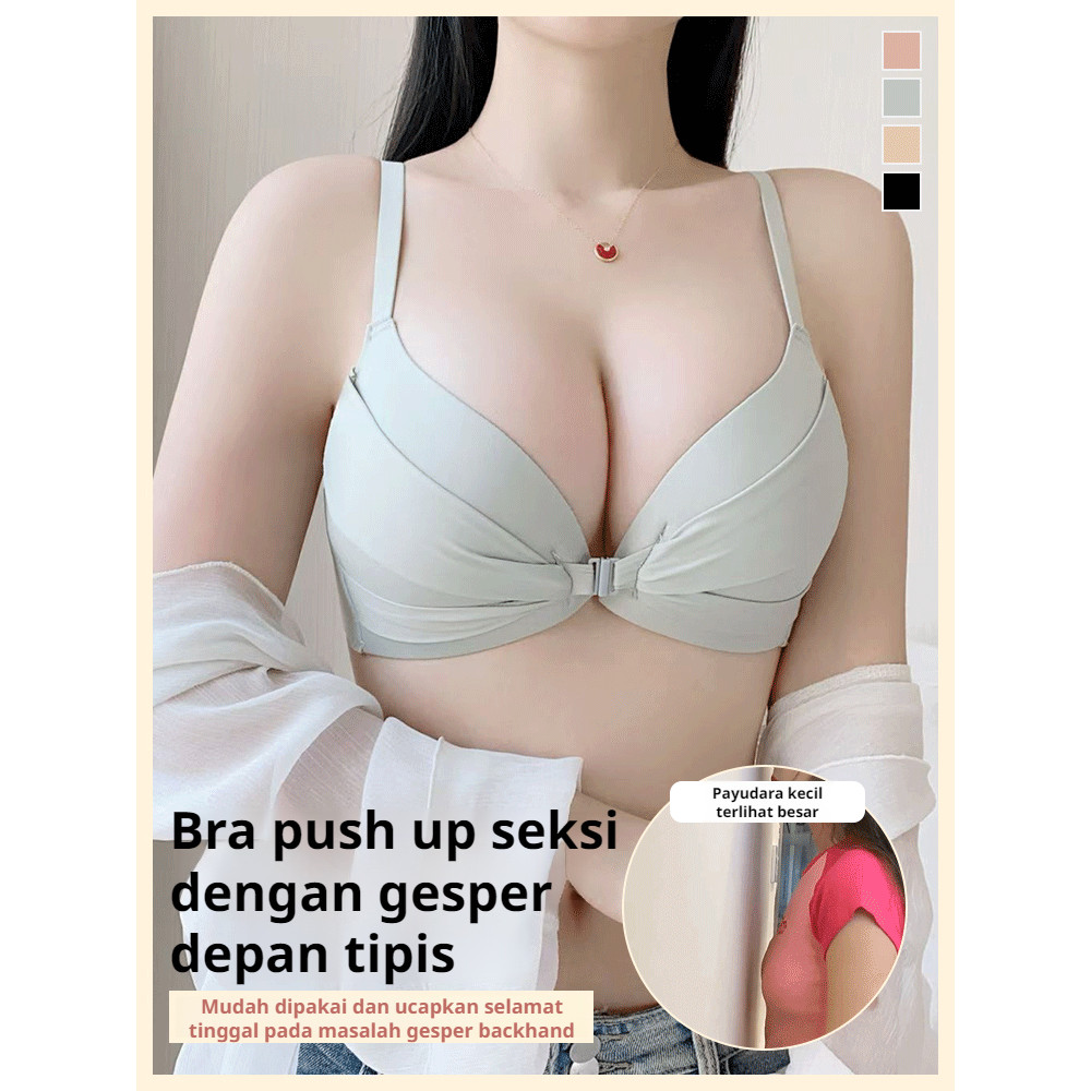 Bra Tipis Depan Kancing Seksi Push Up untuk Payudara Kecil/Bra Nyaman Tipis Depan Kancing Push Up Se