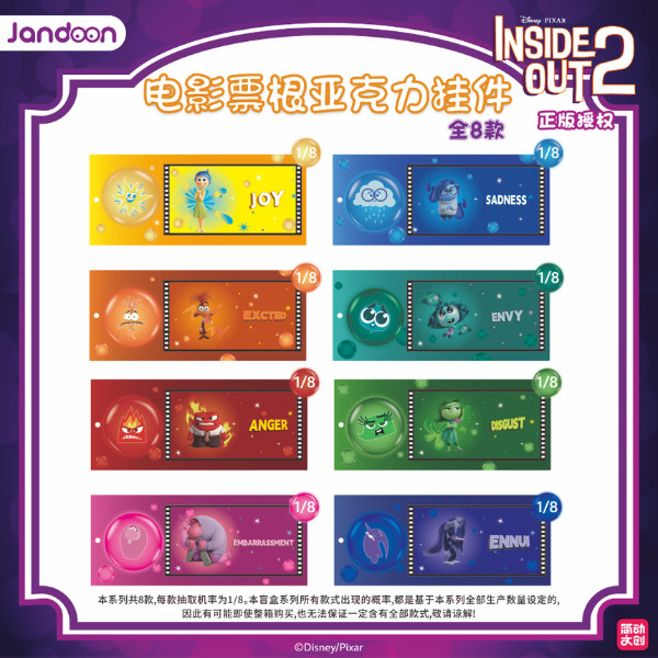 BNS Series Jandoon Inside Out 2 Acrylic Movie Tickets Keychain