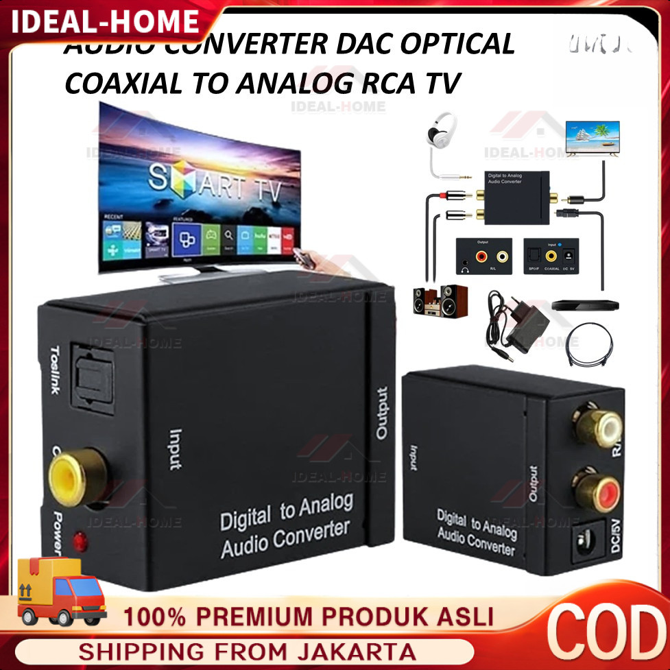 Converter Audio Toslink Digital ke Analog Optical Coaxial ke RCA Cocok untuk TV dan Speaker