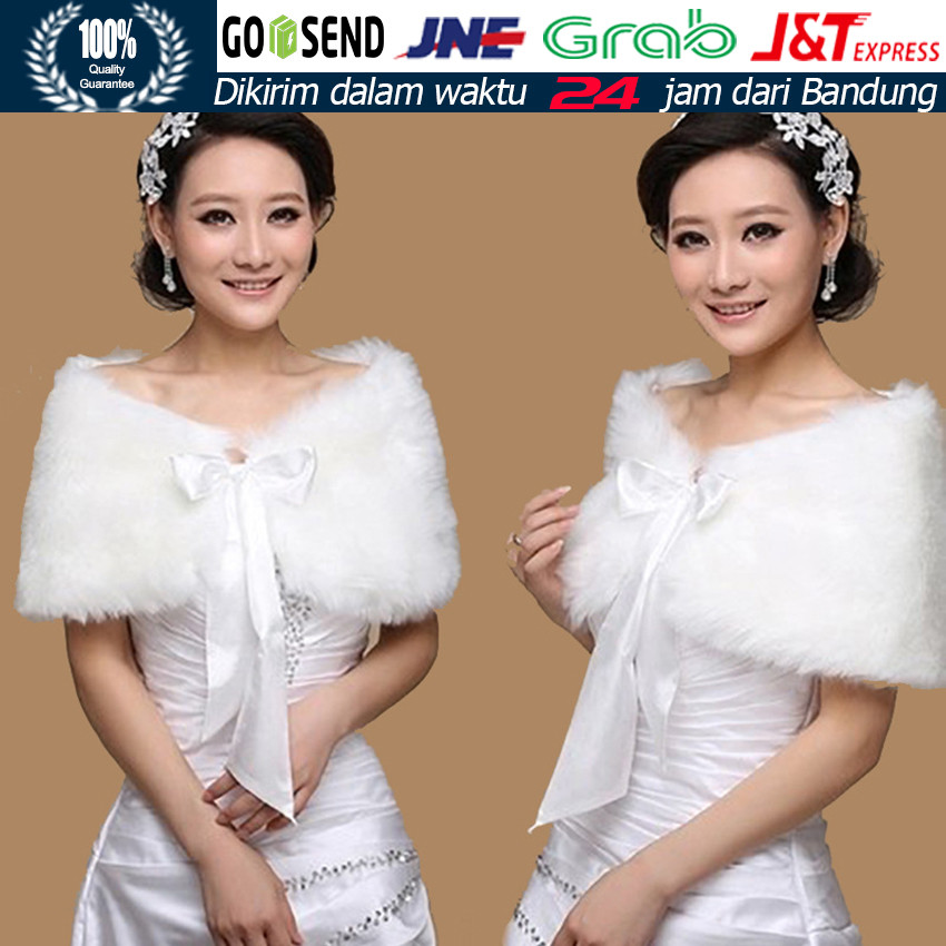 Cape Bulu Wanita Faux Fur Premium / Bolero Shrug Selendang Bulu Imitasi Lembut Untuk Gaun Pesta Cheo