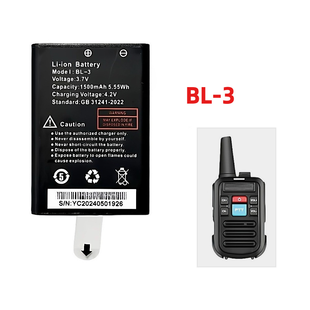 For Baofeng UV3R Walkie Talkie BL3 Lithium Battery R5 U3 C50 BL3 BFT7 Linglong Lightweight Version A