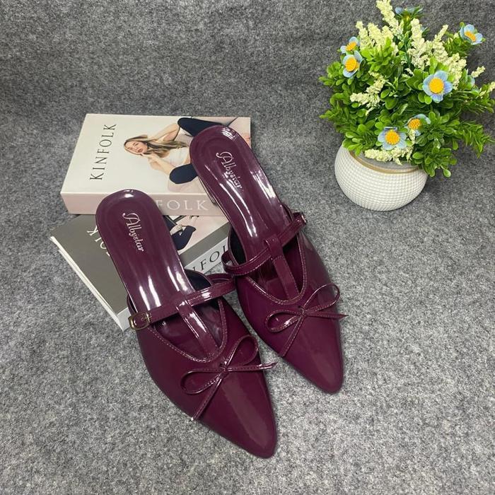 Heels Wanita Mules Pita Gesper 3cm Sandal Heels Selop Pesta Elegan Cocok untuk Acara Formal dan Pest