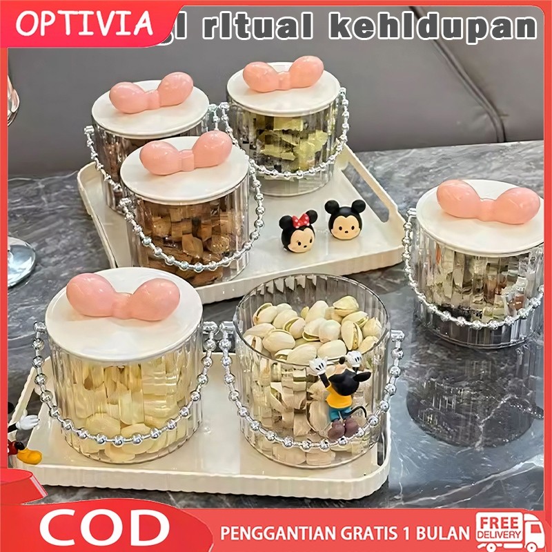 everleafco - OPTIVIA 1Set Toples Kue Kacang Permen Toples Set + Nampan Toples Imlek Lebaran