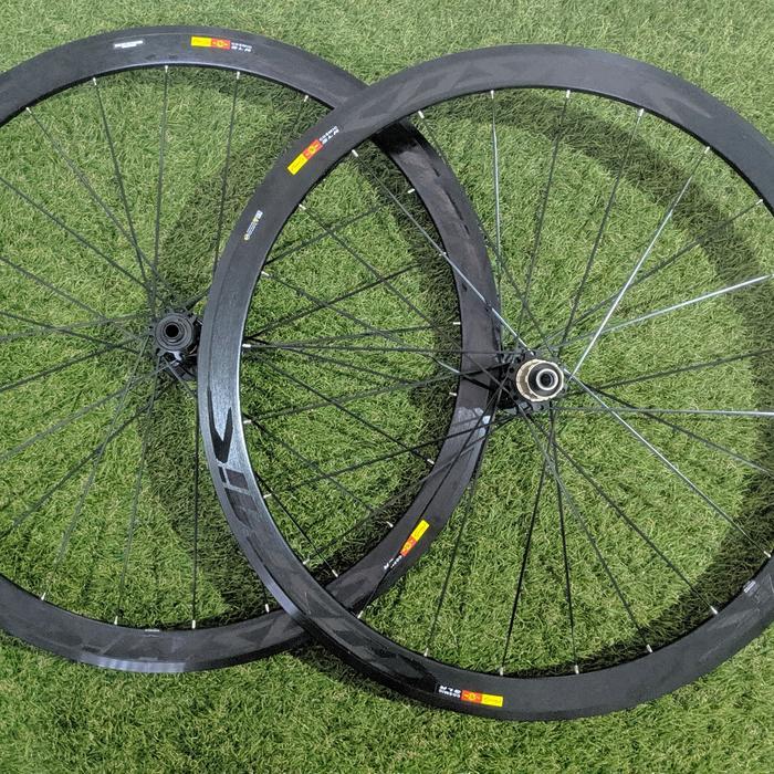 WHEELSET 700C DISC MAVIC ELITE 24h 6 BOLT TA 12x100 12x142  GRAVEL - Hitam, 4cm TA DISC 6B