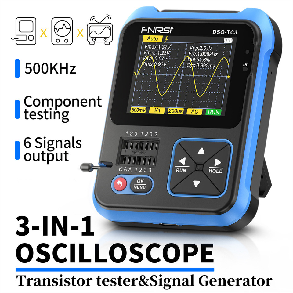 FNIRSI-1014D 1013D TC3 Oscilloscope 3-in-1 Dual Channel Input Signal Generator 100MHz * 2 Analog Ban