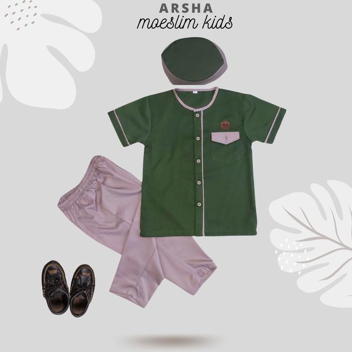 [PROMO] Setelan koko anak muslim  Turki baju koko celana peci anak lengan pendek usia 0 - 6 tahun Ka