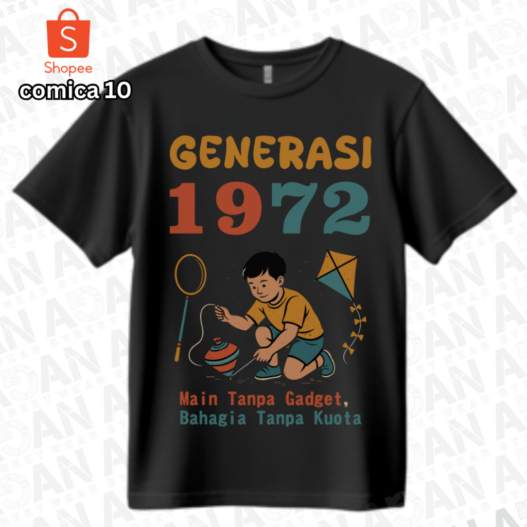 Kaos tahun lahir 1972 bahan katun combed pria wanita