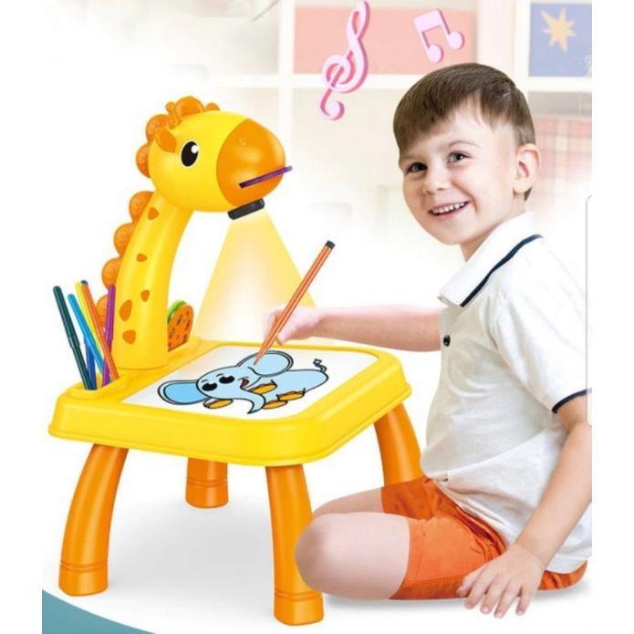 Meja Gambar Anak Proyektor Mainan Edukasi Belajar Melukis Giraffe - besar