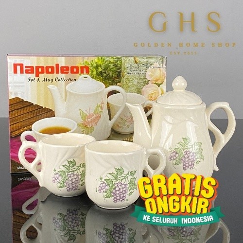 GHS - 3 Pcs Mini Tea Set Hampers Cangkir Mug Gelas Keramik Napoleon/ Ungu Violet Magenta Fuchsia