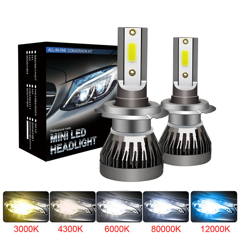 2Pcs Led Car Haedlight H4 H7 H1 LED H8 H9 H11 4300K 5000K 6500K 8000K 25000K Auto fog Light 80W 2000