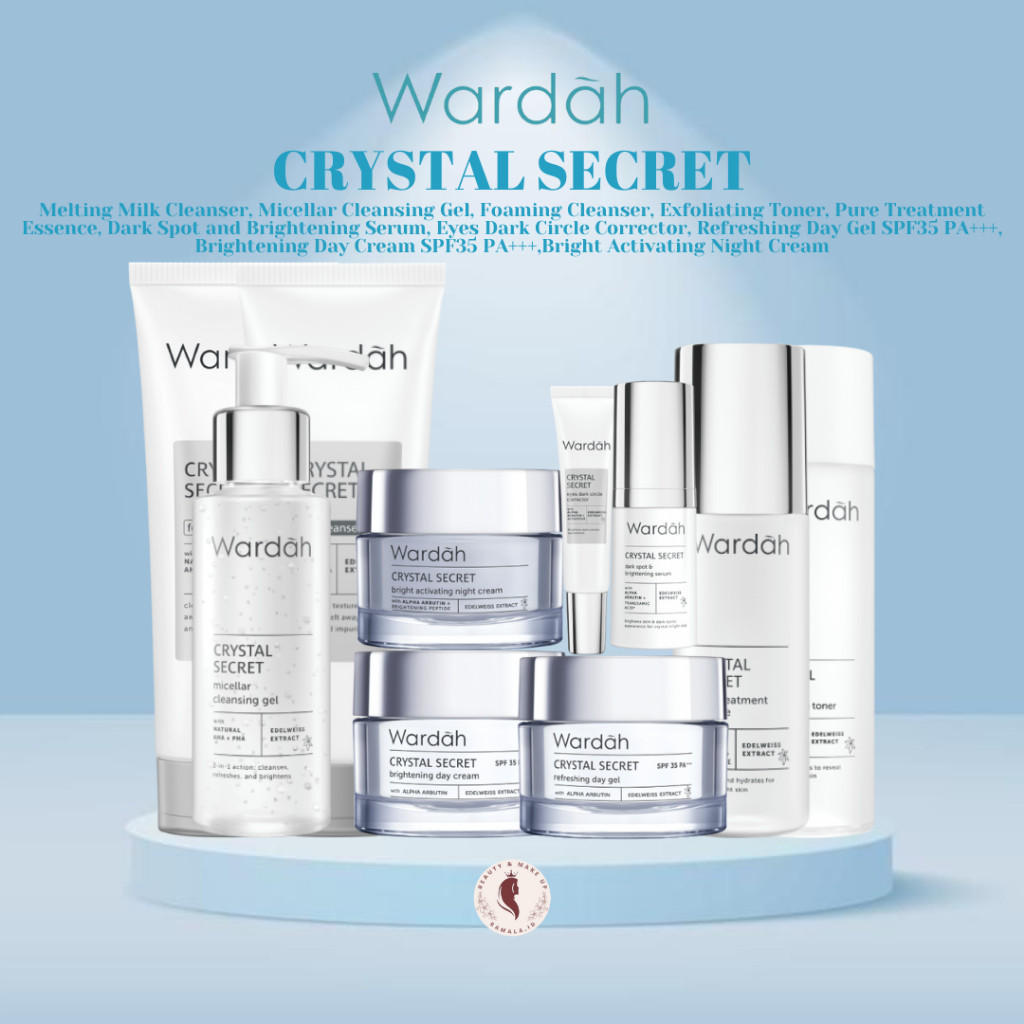 Wardah Paket Lengkap Siang Malam Crystal Secret Series / Skincare Wardah Glowing