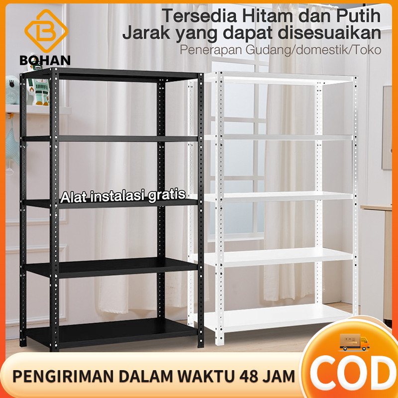 Rak Besi Susun 90*40*180CM Rak besi siku lubang Rak Besi Siku 5 Susun Rak barang Rak gudang Rak Dapu