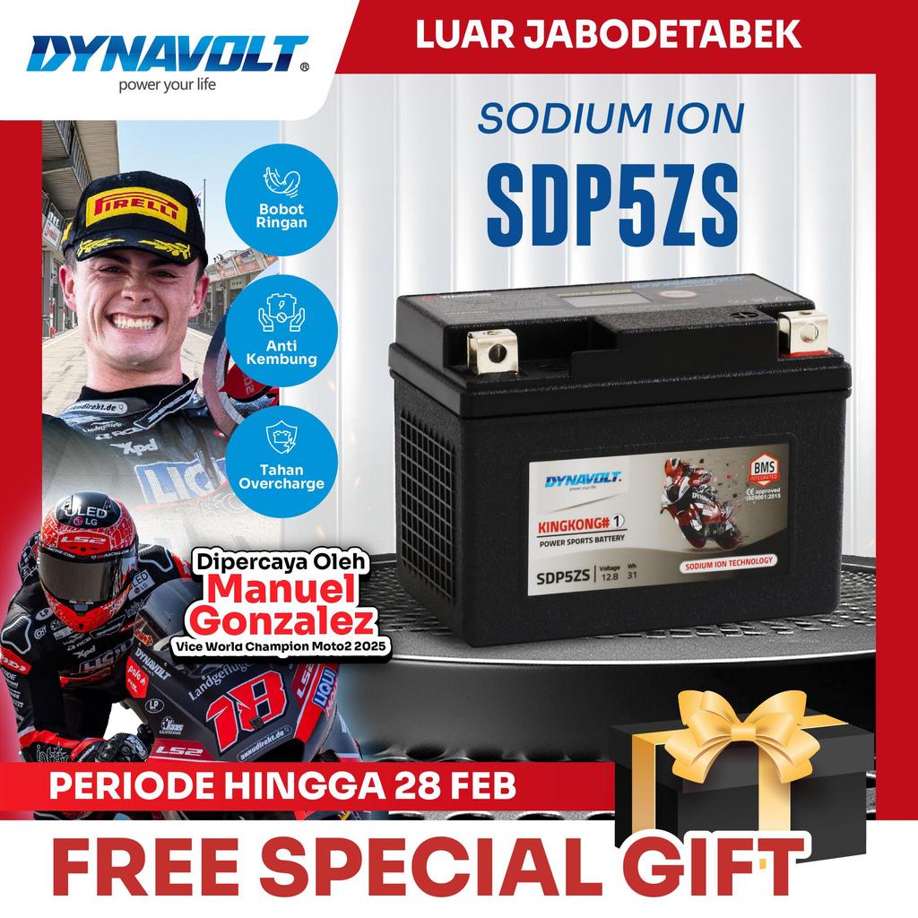 DYNAVOLT Aki Motor YAMAHA Mio GT, Soul GT, Xeon, dll | Sodium Ion SDP5ZS | 31 Watt 12.8 Volt (Khusus