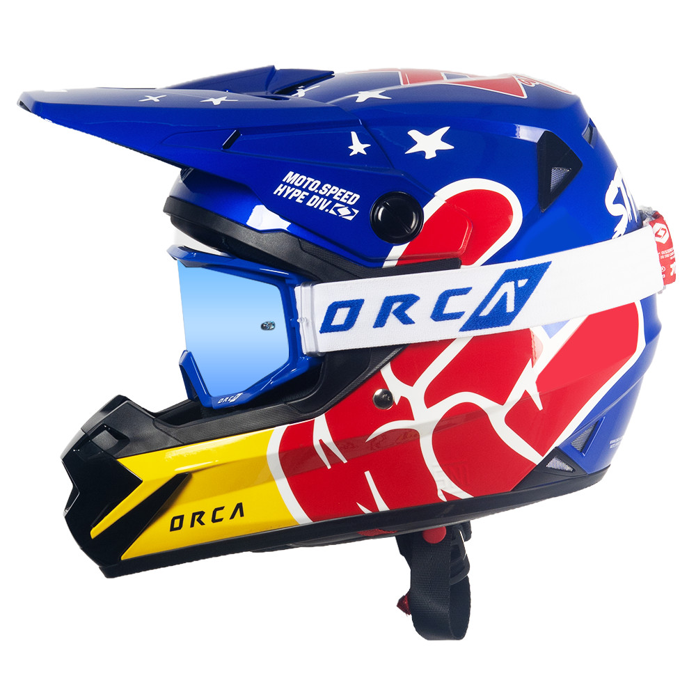 Orca Powergear - Bundling Helm ORCA X FIANMUH Slur Style + Goggle Aeroview Blue White #M