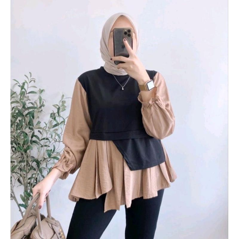 AZELIAA TOP / BAJU KANTOR / KEMEJA KANTOR / ATASAN WANITA / BAJU WANITA / BLOUSE MUSLIM / PAKAIAN MU