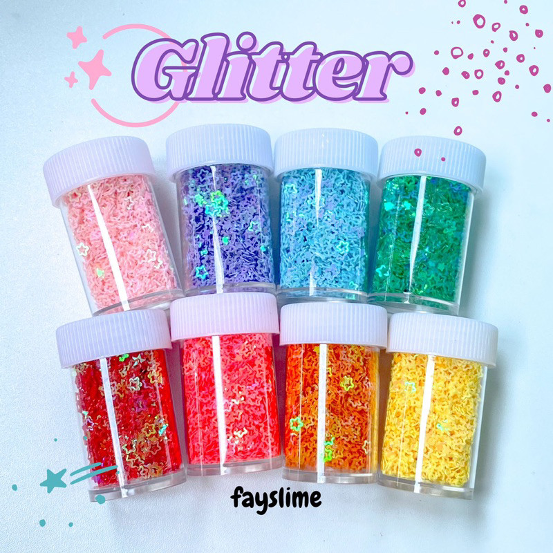 Glitter bentuk bunga love bintang hiasan slime | glitter bubuk