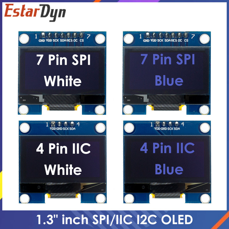 RoHS 1.3 inch OLED Module White/Blue  SPI/IIC I2C Communicate Color 128X64 1.3 inch OLED LCD LED Dis