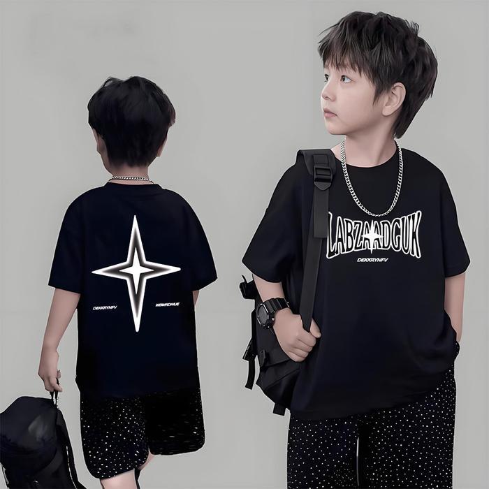 Kaos Tshirt Baju Anak 6-13 Tahun Cowok Keren Hitam Regular Fit Sablon Plastisol - K049 Fashion - Put